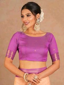 Beautiful Peach Saree with Purple Border