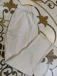 Comfortable Offwhite Palazzos with Lace Trim