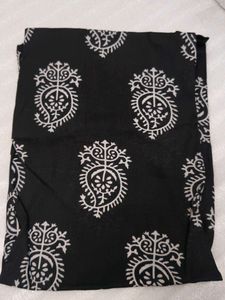 Black White Paisley Print Dress Material