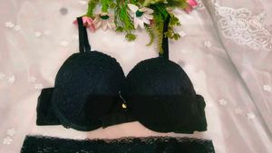 Lace Trimmed Bra and Panty Set