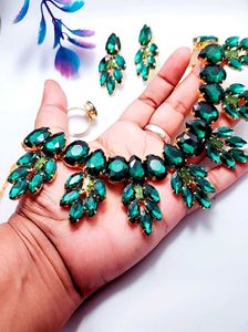 Emerald Crystal Jewellery Set