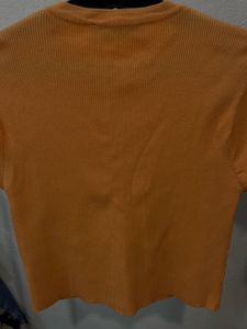 Zara Orange Button-Up Cardigan Top