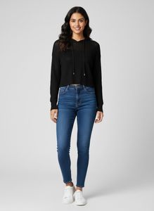 Black Cropped Hoodie Top