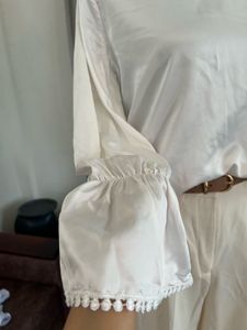 Elegant White Satin Blouse