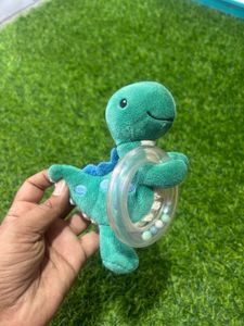 S11P / TEX BABY Green Dinosaur Rattle Plush Toy