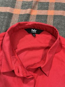 Chic Red Button-Up Blouse