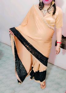 Party Wear Lycra Sari With Blouse