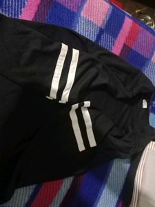 black new top sleeves stripes white