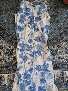 Blue Floral Print Dress Material