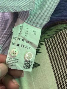 HUGO BOSS Men's Light Blue Patterned Dress Shirt