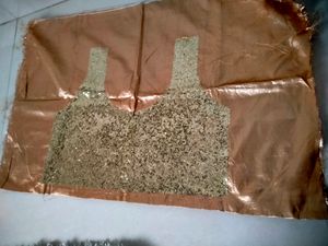 Sequence  Both Side Work Golden Blouse Piece