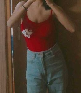 Chic Red Floral Camisole Top