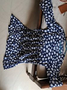 Navy Blue Floral Print Midi Dress