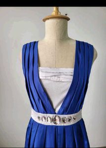 Elegant Royal Blue &amp; White Dress