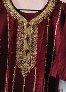 Elegant Maroon Embroidered Kurta