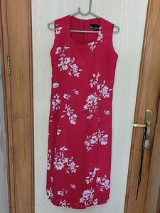 Chic Floral Print Red Dress