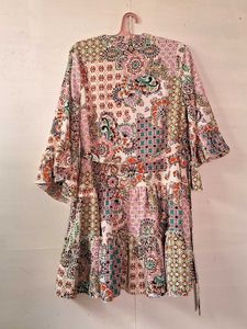 Boho Patchwork Tiered Mini Dress