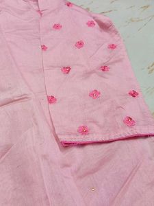 Unstitched Pink Embroidered garara Set
