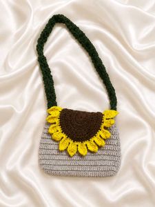 Handmade Crochet Sunflower Crossbody Bag