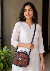 Multicolor Woven Sling Bag with Adjustable Strap