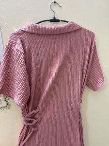 Pink Ribbed Midi Dress
