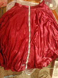 Marron satin Dandiya skirt with blouse