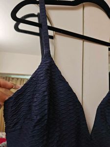 Navy Textured One-Piece Swimsuit