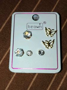 Cute Butterfly & Crystal Stud Earring Set