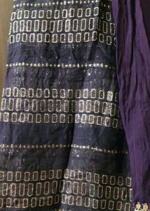 Elegant Purple Kurta with Gold Embroidery( size M)