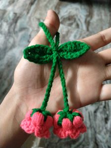 lily of the valley crochet keychain