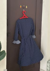 Chic Navy Polka Dot Midi Dress