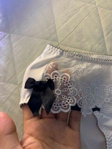 White Lace Trim Bow Briefs