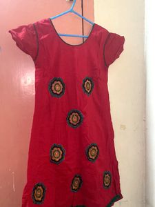Red Coloured Embroidered Top