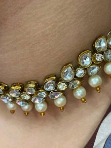 Elegant Pearl &amp; Crystal Choker Necklace