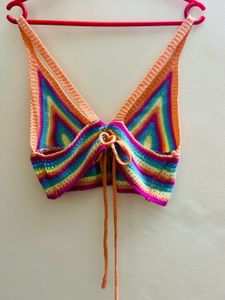 Boho Rainbow Crochet Crop Top