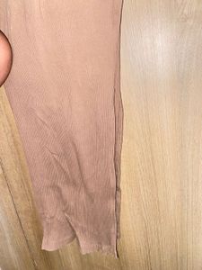 Ribbed Knit Maxi Dress with High Slit