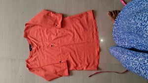 Women's White Kurta with Blue Print