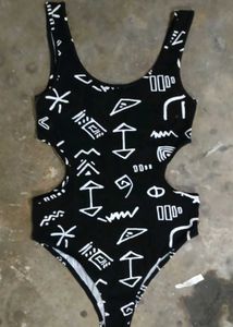 Black &amp; White Tribal Print Swimsuit