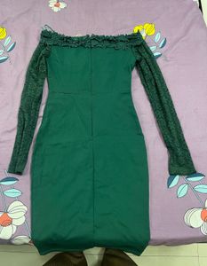 Elegant Green Lace Sleeve Dress