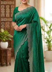 Elegant Green Beaded Saree