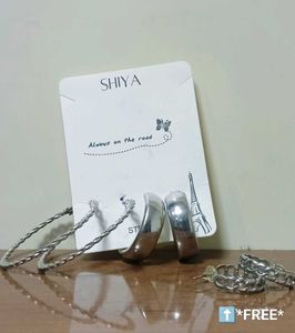 SHIYA Silver Hoop Earring set of 2 + *FREE* earing