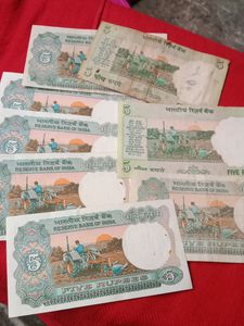 Vintage Indian 5 Rupee Notes