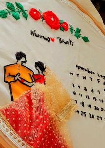 Handmade Embroidered Wedding Calendar Hoop Art