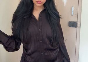 H&amp;M Satin Striped Button-Up Shirt