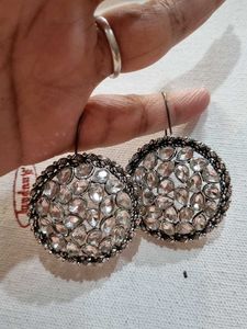 Elegant Crystal Studded Round Earrings
