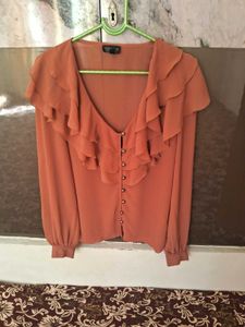 transparent Topshop Ruffle Front Blouse