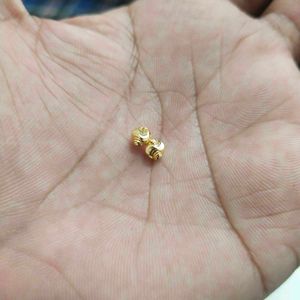 22k Pure Gold 2 Moti &amp; Black Crystal Bracelet