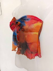 Mesh Tie-Front Tube Top