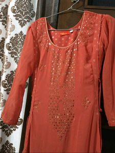 Elegant Orange Embellished Party Dress