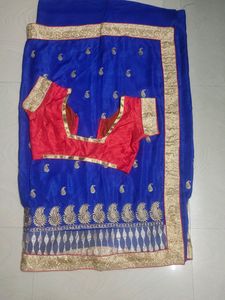 Blue Colour Saree With Blouse